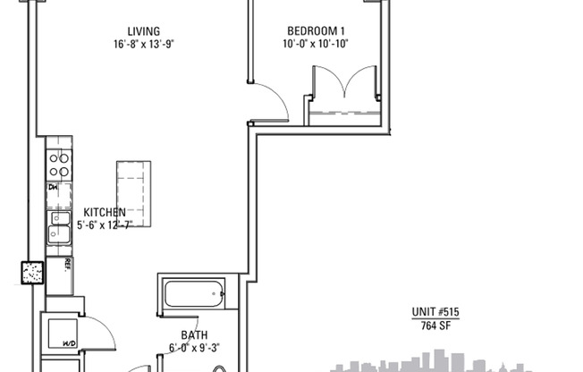 1 bed, 1 bath, 713 sqft, $3,075, Unit 3833-615