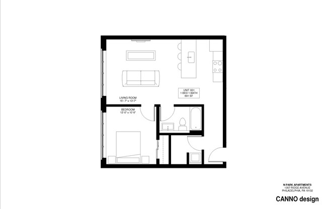 1 bed, 1 bath, 737 sqft, $1,780, Unit 501