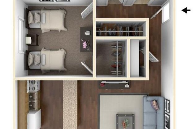 2 beds, 1 bath, 825 sqft, $1,529, Unit 074