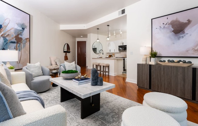 a living room with couches and a coffee table