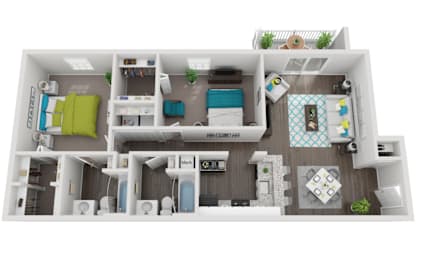 2 beds, 2 baths, 1,038 sqft, $1,449