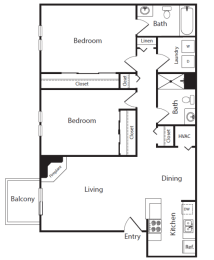 2 beds, 2 baths, 923 sqft, $1,949