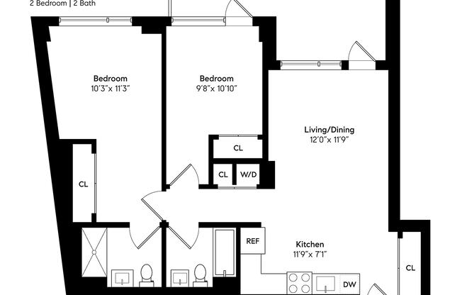 2 beds, 2 baths, 925 sqft, $4,000, Unit 4D