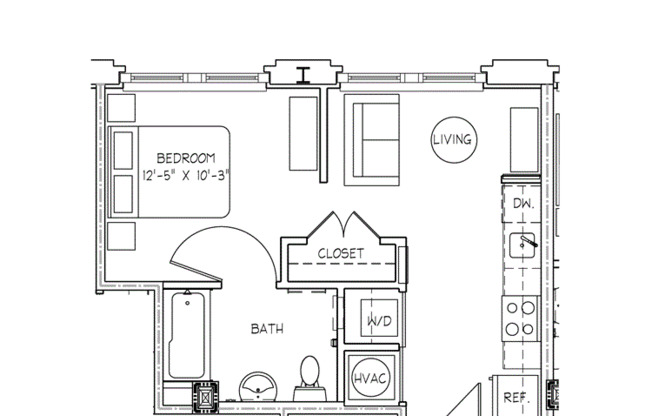 Studio, 1 bath, 450 sqft, $1,195