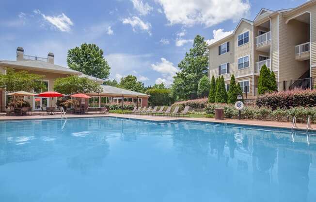 the preserve at ballantyne commons pool and apartment buildings