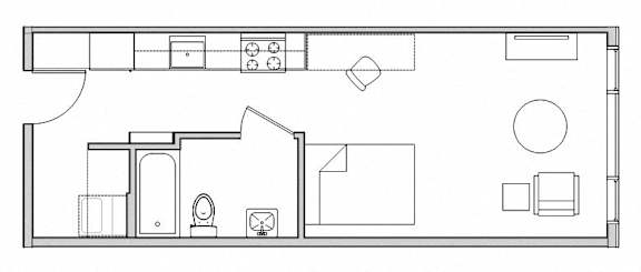 Studio, 1 bath, 388 sqft, $1,599