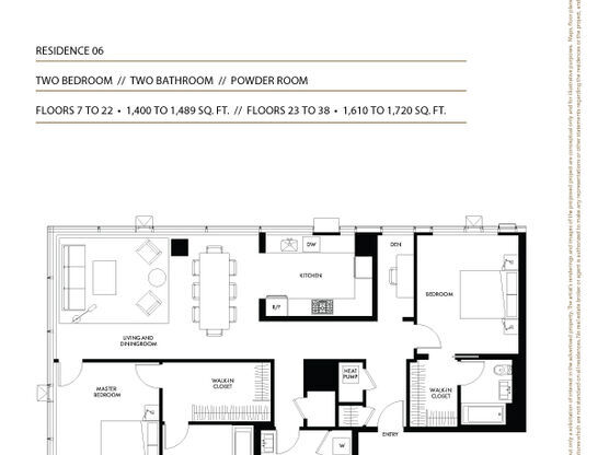 2 beds, 2.5 baths, 1,720 sqft, $7,000, Unit 2806