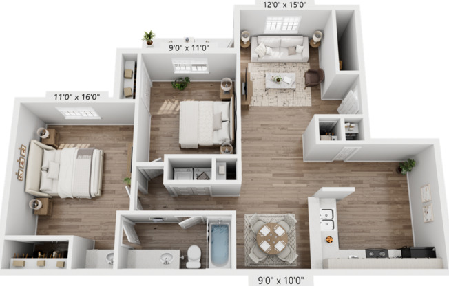 2 beds, 1 bath, 1,031 sqft, $1,495