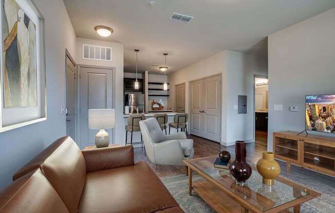 Living Room with Wood-Style Flooring