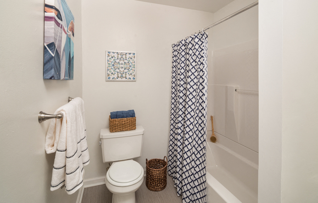 Phoenixville apartment bathroom with bathtub, and toilet at Yardley Crossing