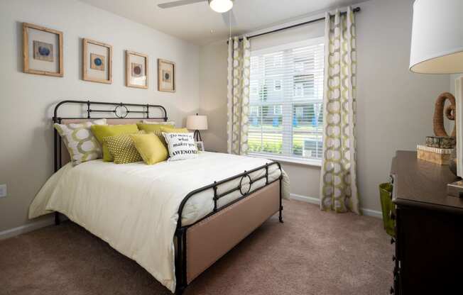 Bedroom with cozy at Abberly Market Point Apartment Homes, Greenville, SC