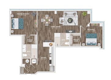 2 beds, 2 baths, 1,254 sqft, $3,335