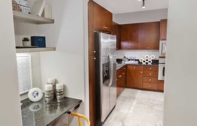 a view of the kitchen from the living room