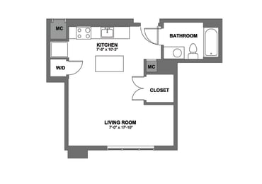 Studio, 1 bath, 894 sqft, $2,305