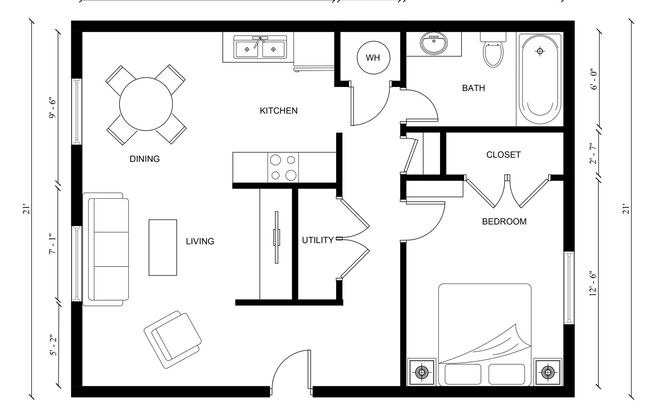 1 bed, 1 bath, 620 sqft, $850, Unit 41