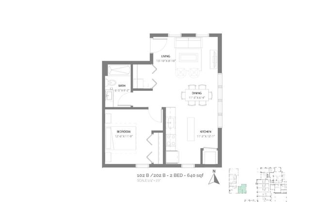 1 bed, 1 bath, 527 sqft, $1,625, Unit 3215-102B