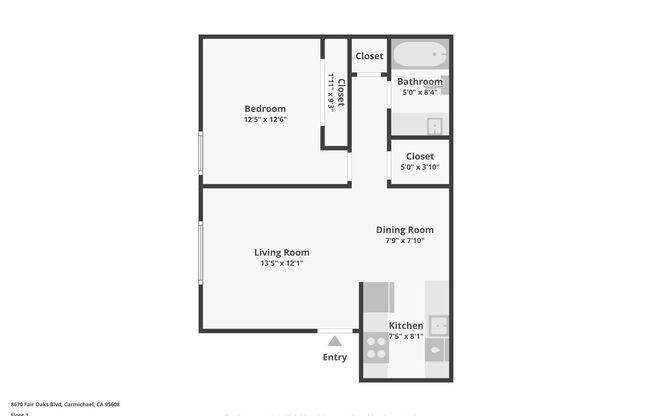 1 bed, 1 bath, 589 sqft, $1,400, Unit 05
