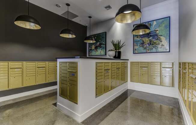 mail room at Novo Apartments