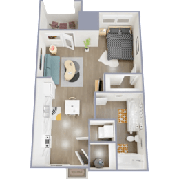 Studio, 1 bath, 537 sqft, $1,019