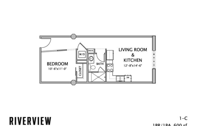 1 bed, 1 bath, 600 sqft, $1,850