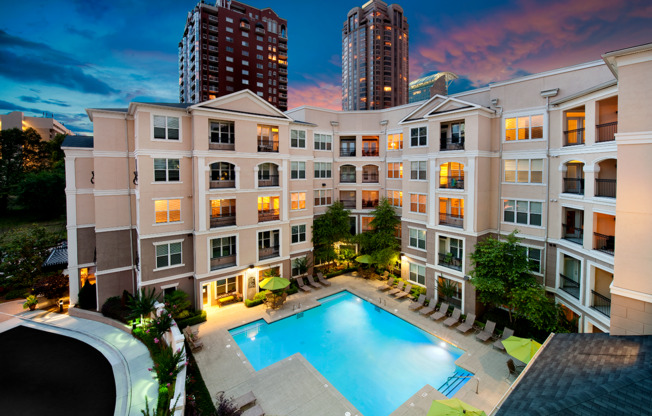 Aerial view of Pool and Building