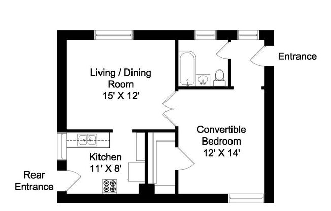 Studio, 1 bath, 371 sqft, $2,100, Unit 2884-2
