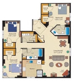 3 beds, 2 baths, 601 sqft, $2,296