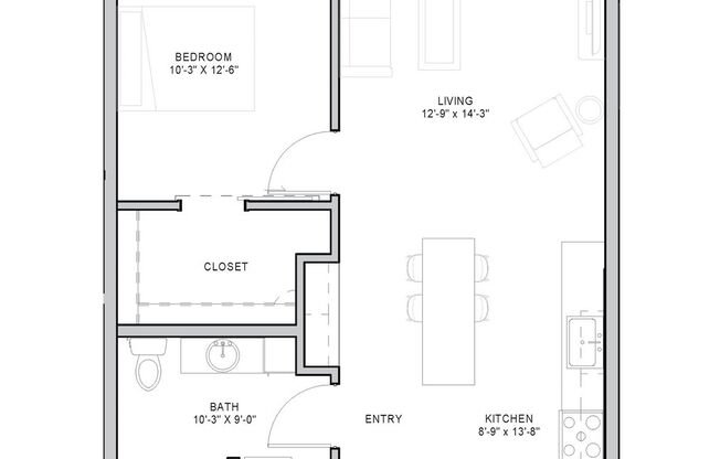 1 bed, 1 bath, 694 sqft, $1,450, Unit 506