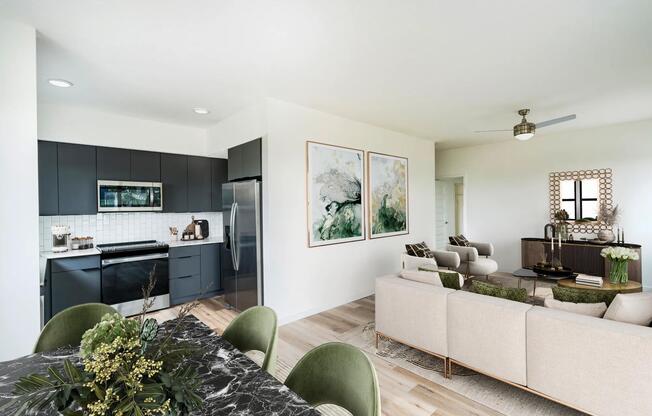 Stylish living and dining spaces designed for comfort and ease, all just moments from Tampa’s Encore District at Modera Encore.