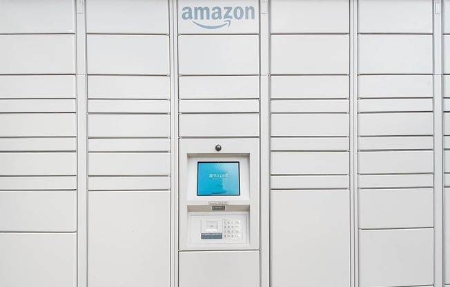 Amazon Hub package lockers at The Crossings Apartments in Grand Rapids, MI