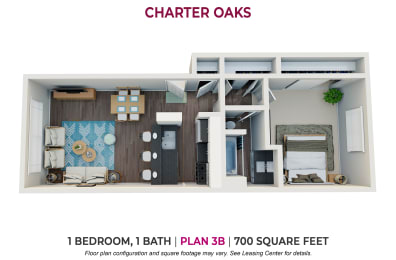 1 bed, 1 bath, 700 sqft, $2,446