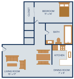 1 bed, 1 bath, 663 sqft, $930