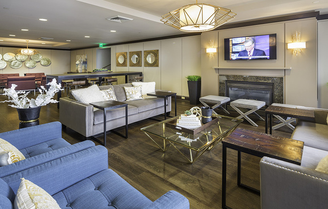 Redesigned club room with ample seating options for work or play