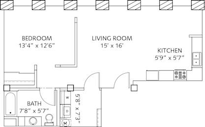 1 bed, 1 bath, 770 sqft, $1,305