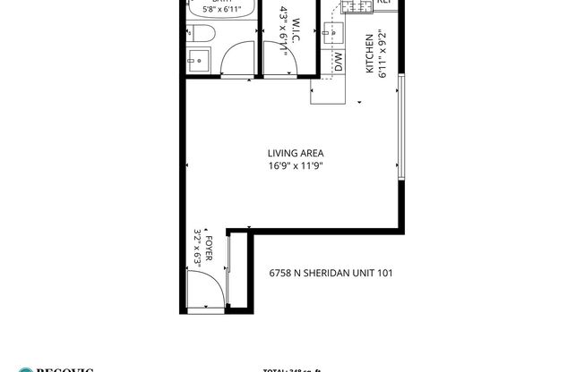 Studio, 1 bath, 298 sqft, $1,425, Unit 101