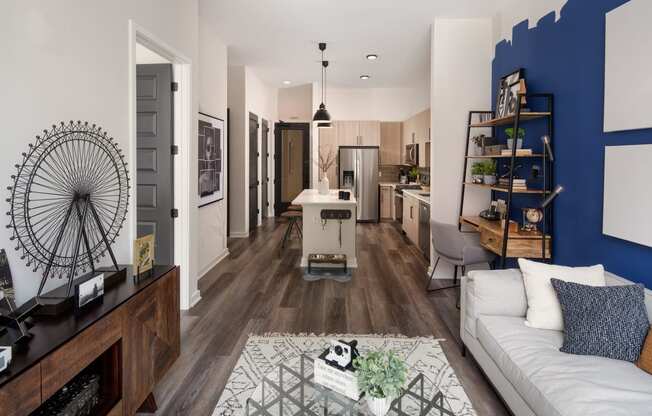 Alton East Model Unit Living Room to Kitchen