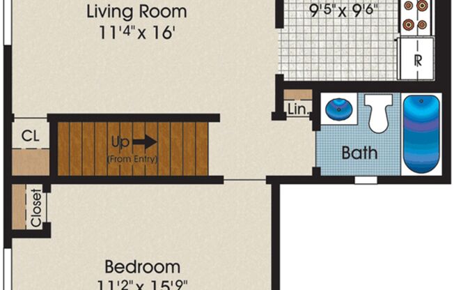 1 bed, 1 bath, 575 sqft, $2,345