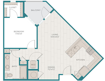1 bed, 1 bath, 743 sqft, $1,693
