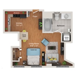 Studio, 1 bath, 495 sqft, $1,880