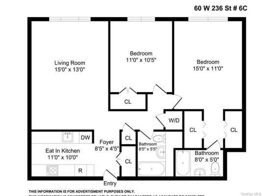 2 beds, 2 baths, 1,013 sqft, $3,350, Unit 6C