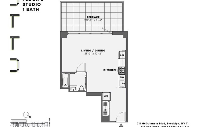 Studio, 606 sqft, $3,900, Unit 206