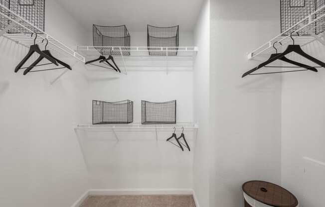 a spacious walk in closet in a 555 waverly unit