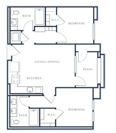 2 beds, 2 baths, 937 sqft, $3,266