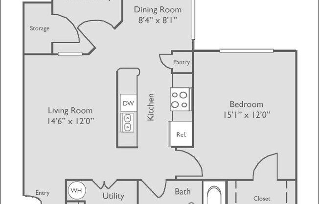 1 bed, 1 bath, 734 sqft, $1,120