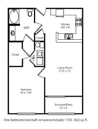 1 bed, 1 bath, 850 sqft, $1,262