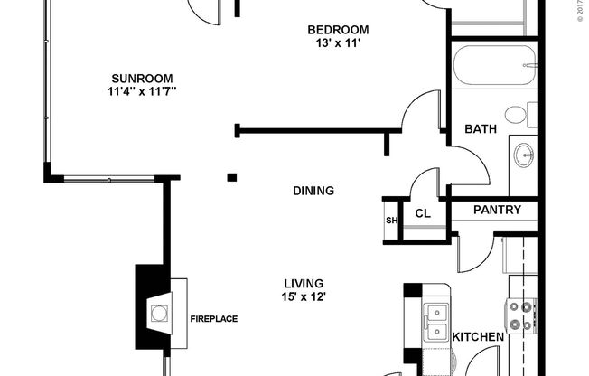 1 bed, 1 bath, 808 sqft, $2,375