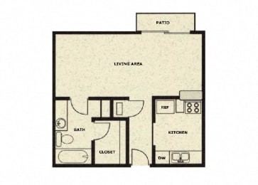 Studio, 1 bath, 501 sqft, $829