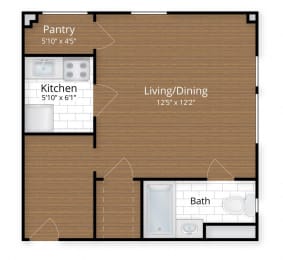 Studio, 1 bath, 376 sqft, $1,817