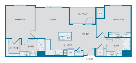 2 beds, 2 baths, 1,070 sqft, $2,122