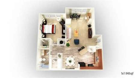 1 bed, 1 bath, 840 sqft, $1,340